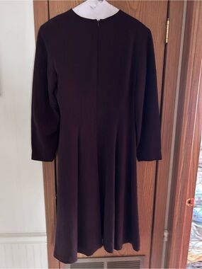 Classic Long-Sleeve A-Line Dress in Dark Brown
